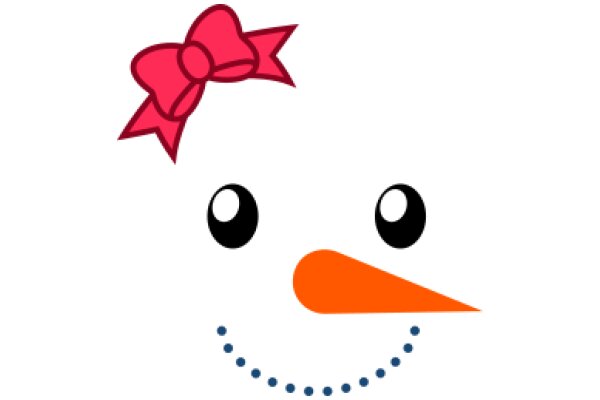 A Whimsical Smiley Face with a Pink Bow and Orange Nose