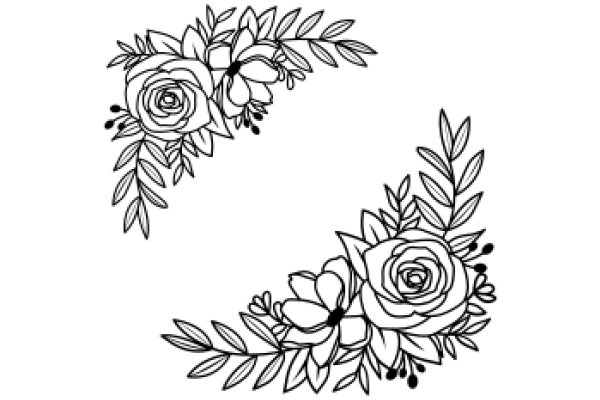 Elegant Floral Design: A Illustration of Rose and Flower Branches