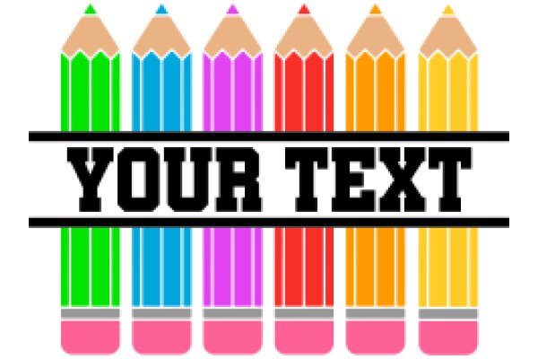 Colorful Crayons with the Text 'YOUR TEXT' on a White Background