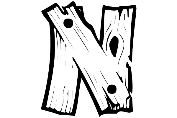Bold Wood-Textured 'N' Symbol