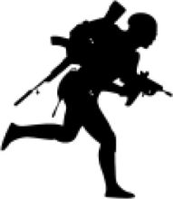 Silhouette of a Soldier in Motion