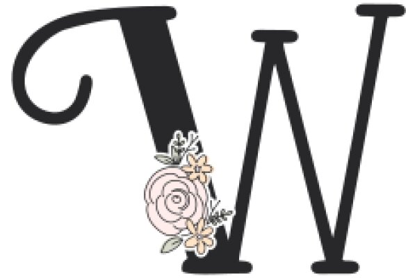 Stylized Letter 'W' with Flower Decoration