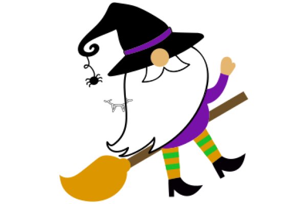 A Whimsical Witch's Adventure: A Cartoon Illustration