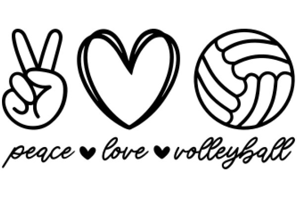 A Graphic Design of a Peace Sign, a Heart, and a Volleyball, with the Text 'Peace Love Volleyball' Below Them