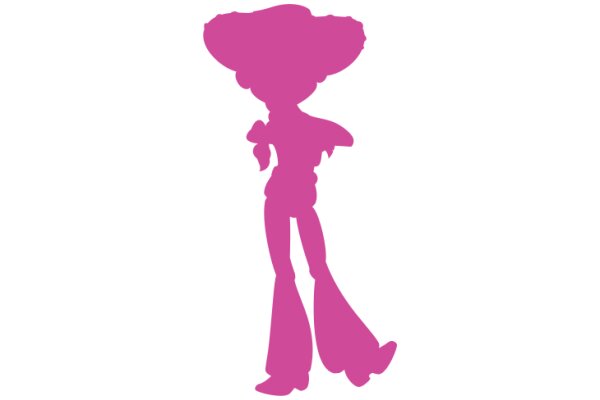 A Pink Silhouette of a Person with Flared Pants and a Sombrero
