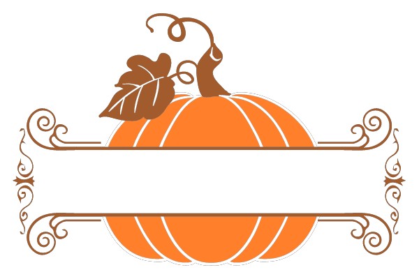 Autumnal Banner with Pumpkin and Scrollwork