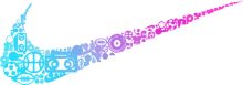 Vibrant Nike Swoosh Logo with Colorful Gear Pattern