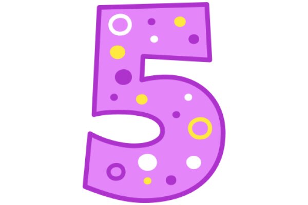 Vibrant Purple Number Five with Yellow Dots