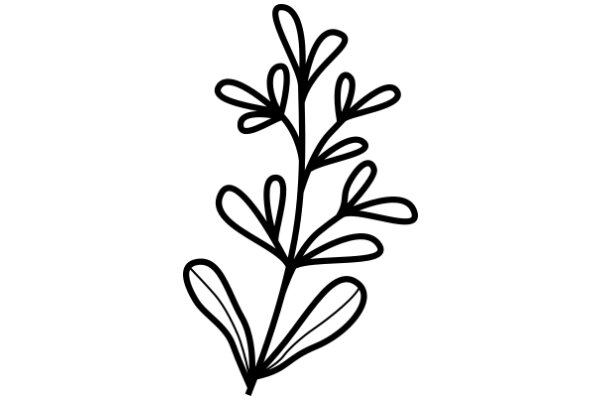 Stylized Black Line Drawing of a Plant
