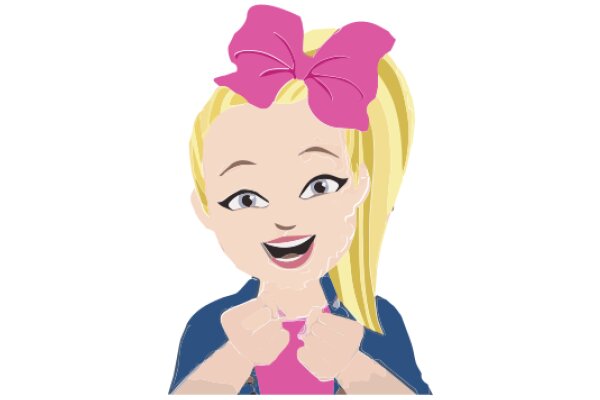 A Digital Illustration of a Young Girl with a Pink Bow in Her Hair