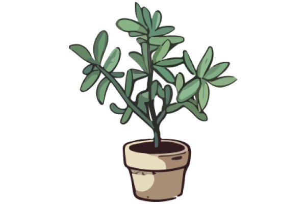 A Digital Illustration of a Potted Plant with Green Leaves