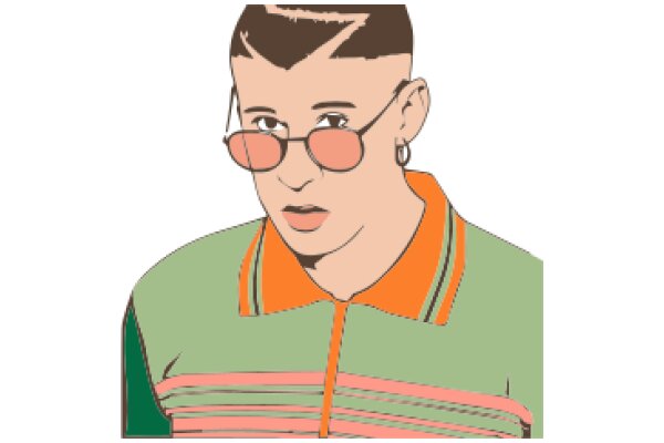 Stylish Fashion Illustration of a Person with Glasses and a Colorful Shirt