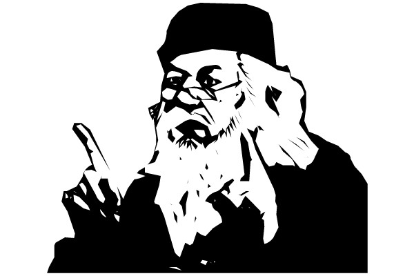 An elderly man with a long white beard and a black cap, holding a walking stick and appearing to be in thought.