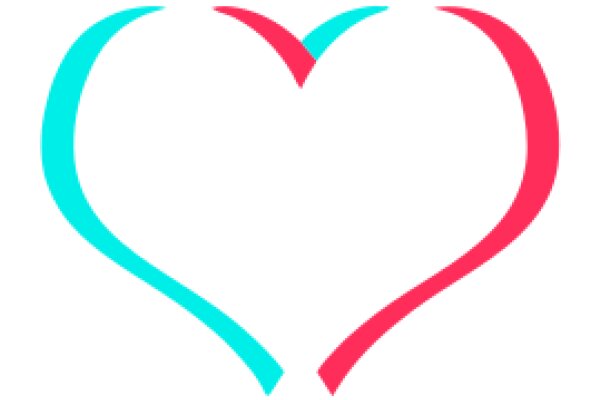 Vibrant Digital Art: A Stylized Heart with Curved Lines in Red, Blue, and Pink