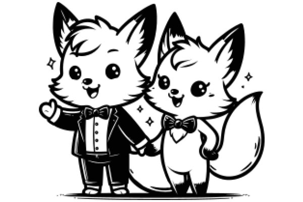 A Whimsical Tale of Two Adorable Creatures: A Fox and a Cat, United in Friendship and Style!
