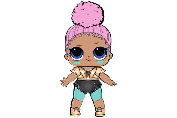 An Adorable Animation of a Pink-Haired Character with Blue Eyes and a Purple Pom-Pom Hat