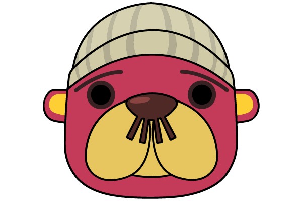 Otter with Striped Hat and Yellow Ears