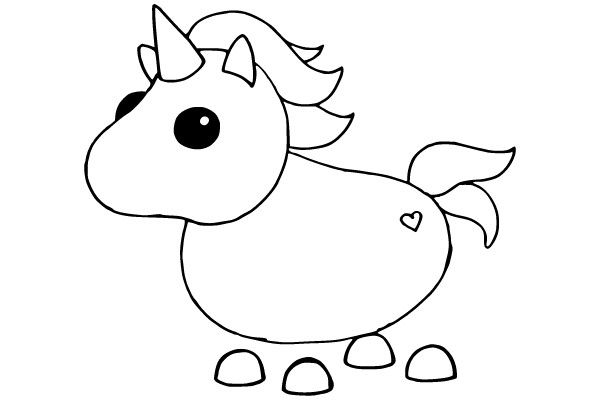 Adorable Unicorn Coloring Page