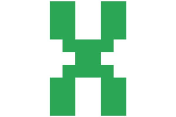 Simplistic Green Pixel Art on a White Background