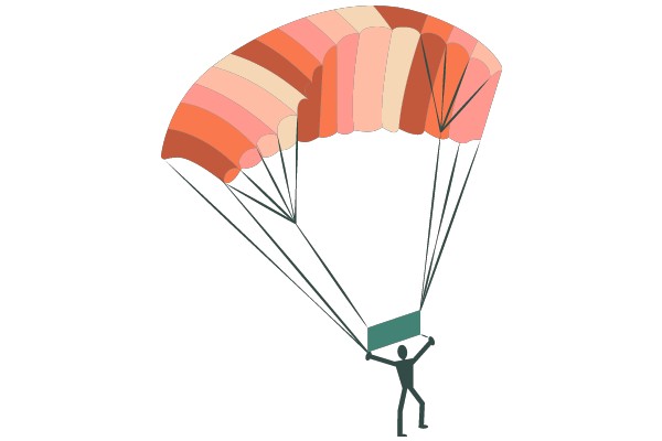 A Colorful Parachute Adventure: A Man's Journey Through the Sky