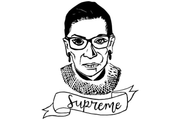 AWoman with Glasses, Earrings, and a Bold Statement of 'Supreme' Below Her Portrait.