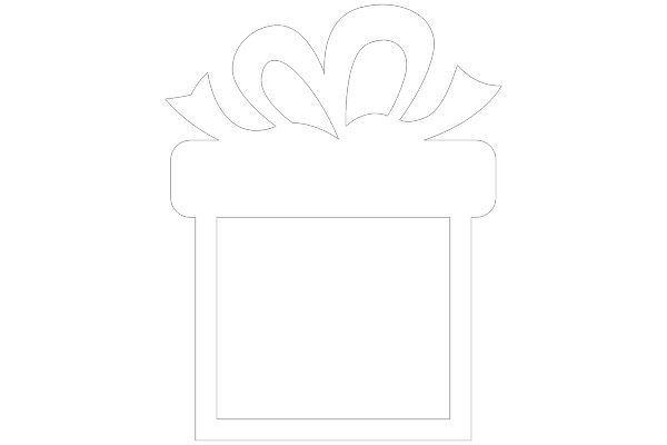 Simplistic Line Art of a Gift Box with Ribbons