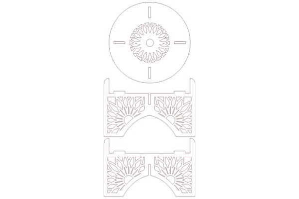 Design Concept: A Symmetrical Artwork with Geometric Patterns and Floral Motifs