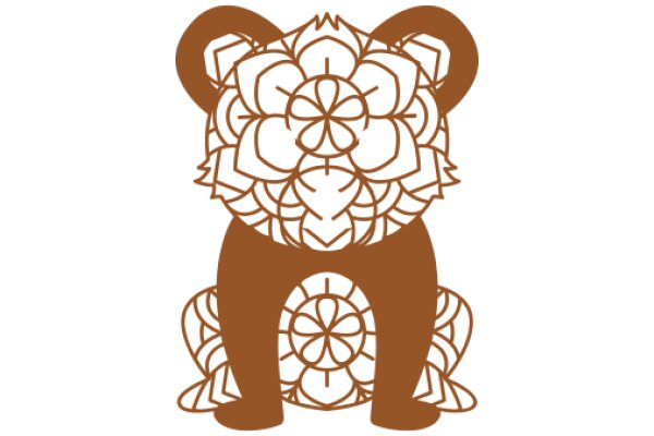 Stylized Brown Bear with Floral Patterns