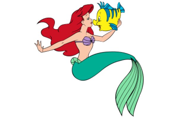 A Whimsical Encounter: Ariel's Adventure with a Friendly Fish