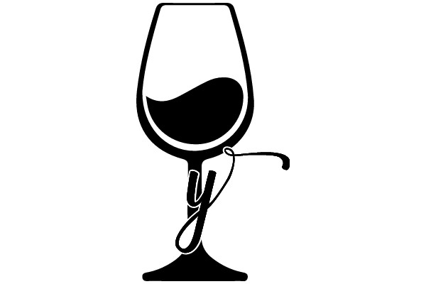 A Stylish Logo of a Wine Glass with a Curly Stem