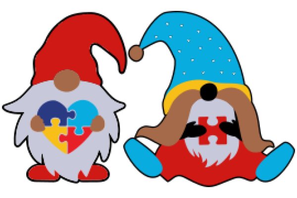 A Friendly Encounter Between Two Cartoon Gnomes