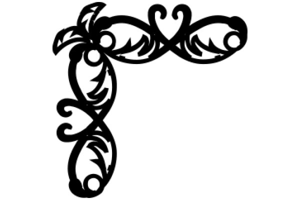 Elegant Artwork: A Stylized Letter 'T' with a Heart-Shaped Decoration