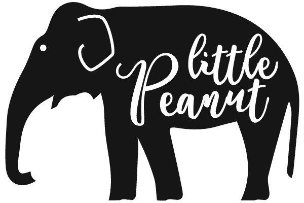 Whimsical Elephant Silhouette with 'Little Peanut' Script