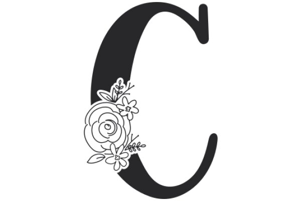 Stylized Letter C with Floral Design