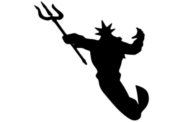 Silhouette of a Figure with a Trident
