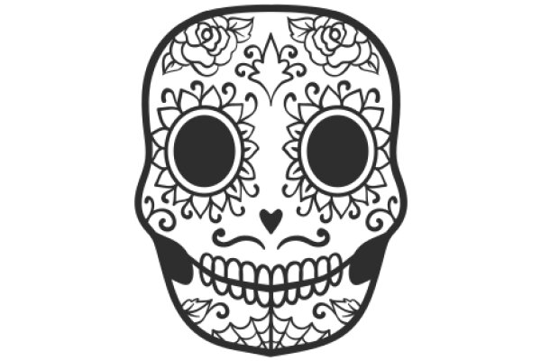 Stylized Sugar Skull with Floral Designs