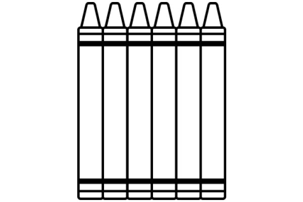 A Line of Five Crayons, Each with a Pointy Top, Arranged in a Row