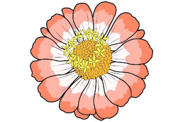 Vibrant Flower Illustration with Yellow Center and Pink Petals