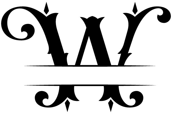 Ornate Monogram with Scrollwork and Banner