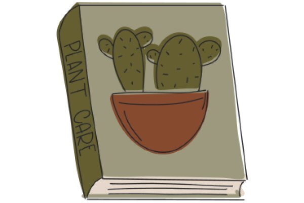 A Playful Illustration of a Plant Care Book with a Cactus on the Cover