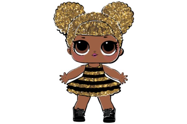 Pixilated Character: A Stylized, Pixelated Representation of a Character with a Blonde Bun and a Yellow and Black Dress