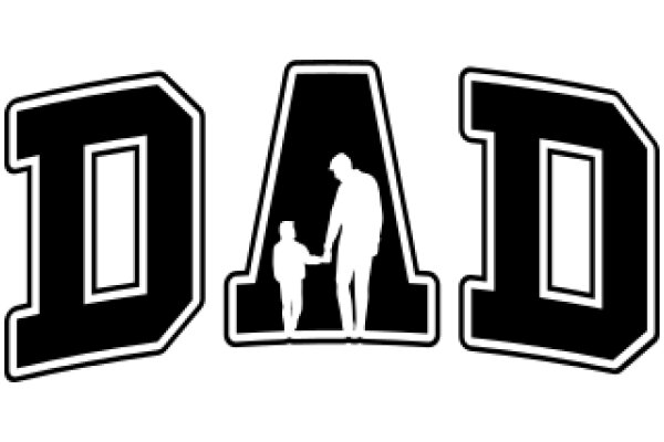A Father's Love: A Graphic Design Representation of the Word 'Dad' with a Silhouette of a Father and Child