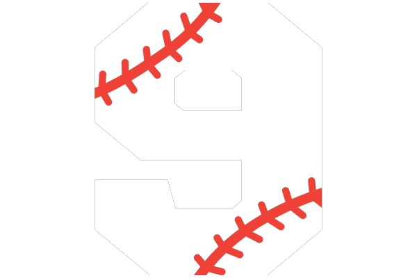 Red Stitched Baseball Number 3 Silhouette