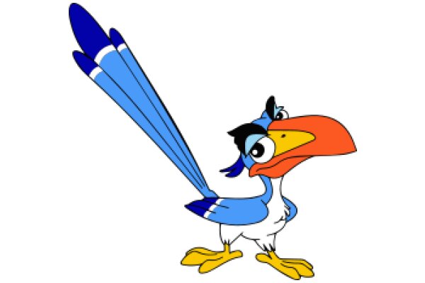 Vibrant Blue and Yellow Bird with a Big Beak and Feet