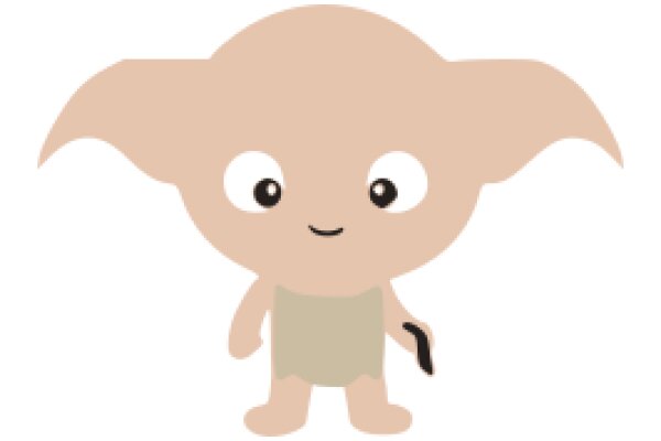 Adorable Cartoon Character: A Friendly, Brown-Eyed Creature with Large Ears and a Smile