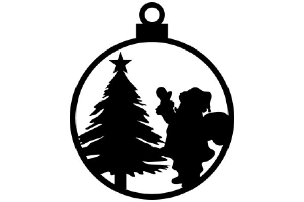 Silhouette Christmas Ornament: A Festive Decoration with a Tree and a Figure