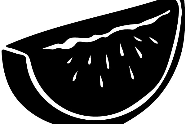 Simplistic Illustration of a Watermelon Slice with Seeds