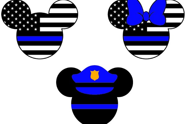 Stylish Disney-Inspired Designs with a Blue and Black Color Scheme and a Police Officer's Hat