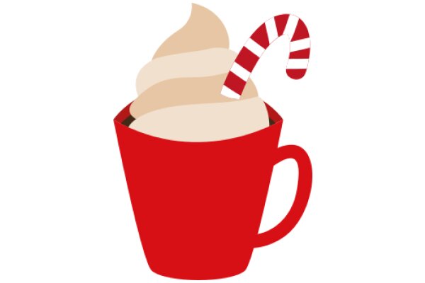 Holiday-Themed Ice Cream Cup with a Candy Cane Stirrer