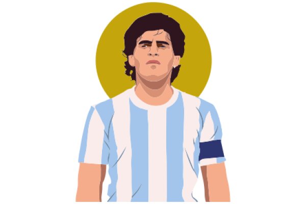 A Stylized Portrait of a Soccer Player in a Blue and White Jersey